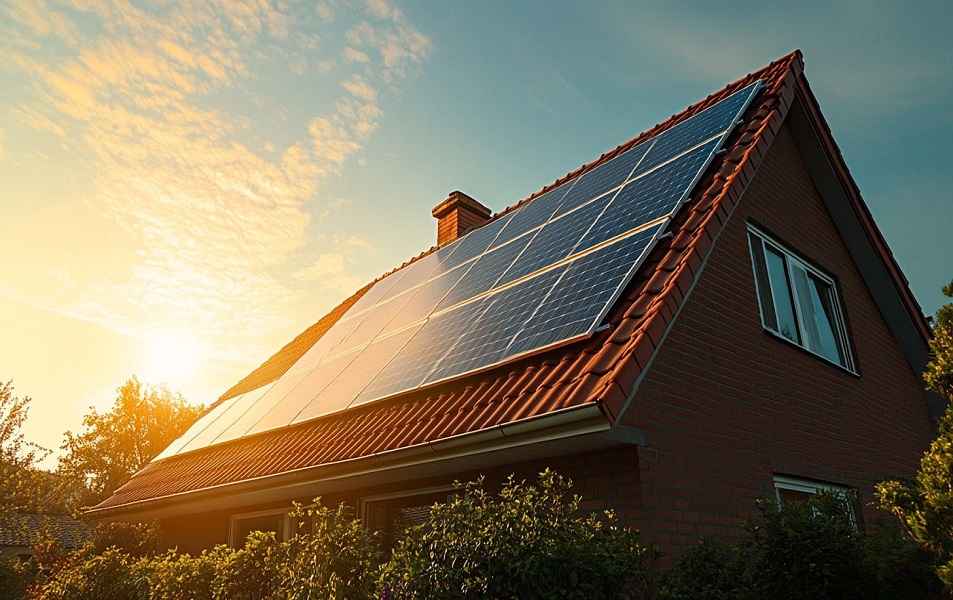 Home solar powered home stockcake